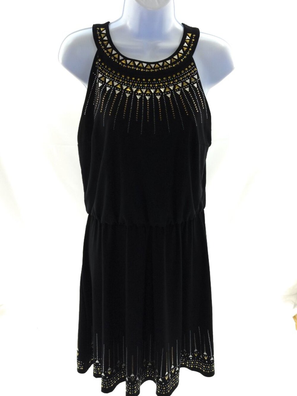 White House Black Market Black Embellished Studded Sleeveless Dress Size S